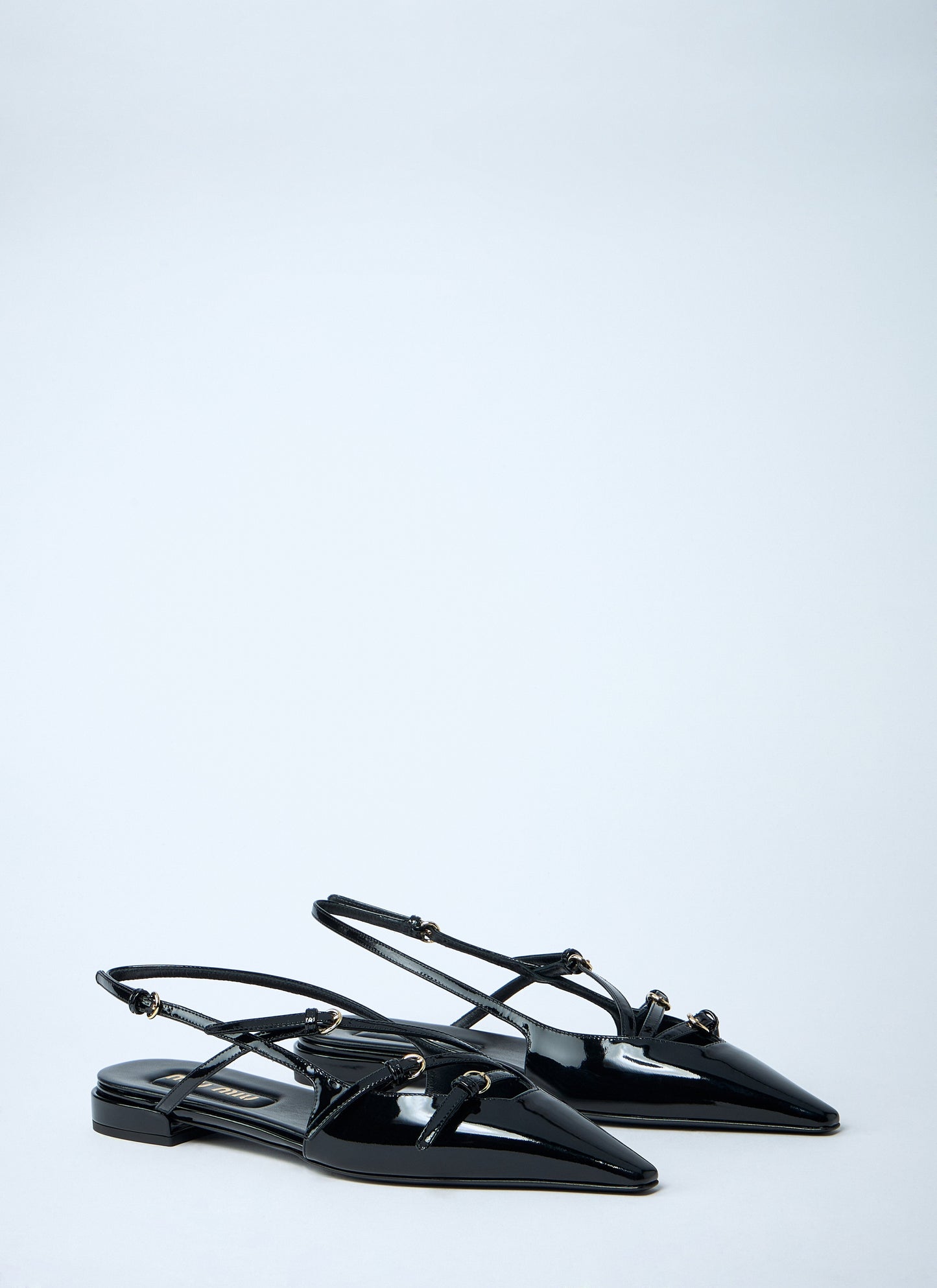 Miu Miu Women Patent Leather Slingback Ballerina Flats