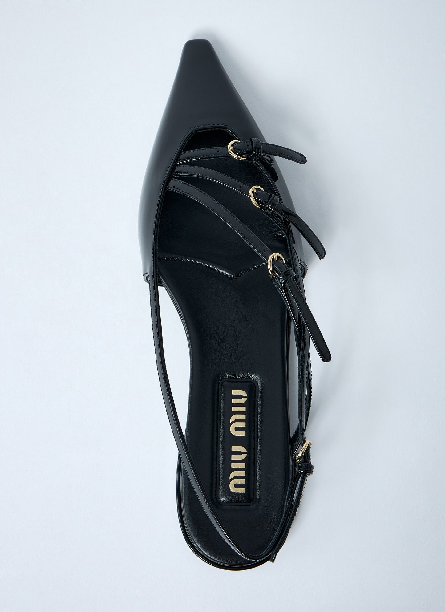 Miu Miu Women Patent Leather Slingback Ballerina Flats