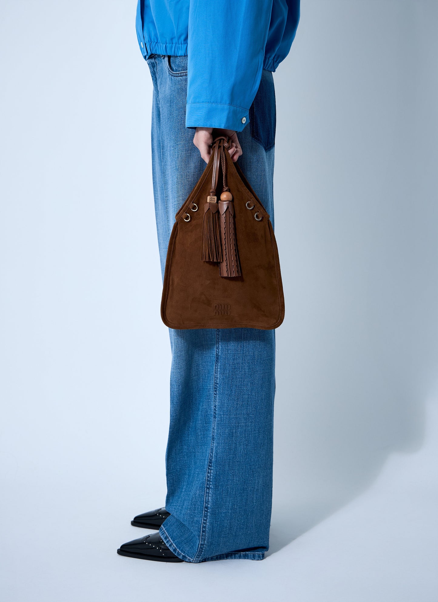 Miu Miu Women Suede Handbag With Tassels