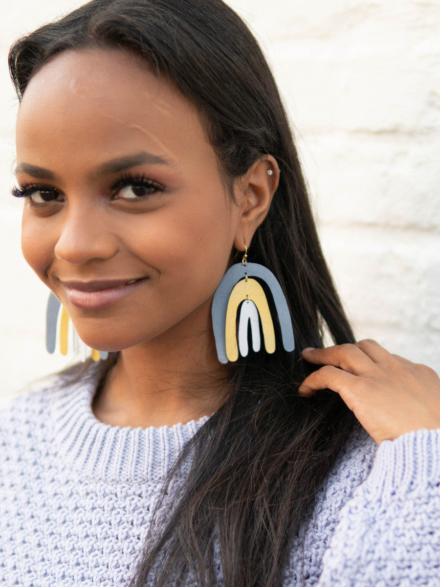 Painted Rainbow Statement Earrings