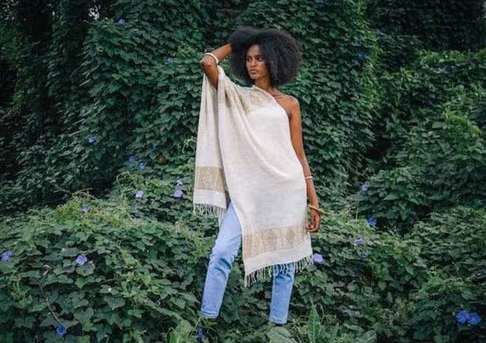 Queen Menon Handwoven Ethiopian Silk Shawl