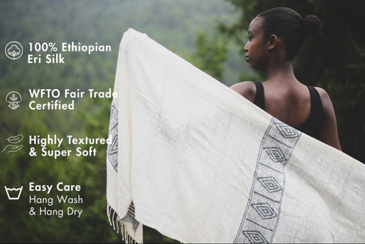 Queen Menon Handwoven Ethiopian Silk Shawl