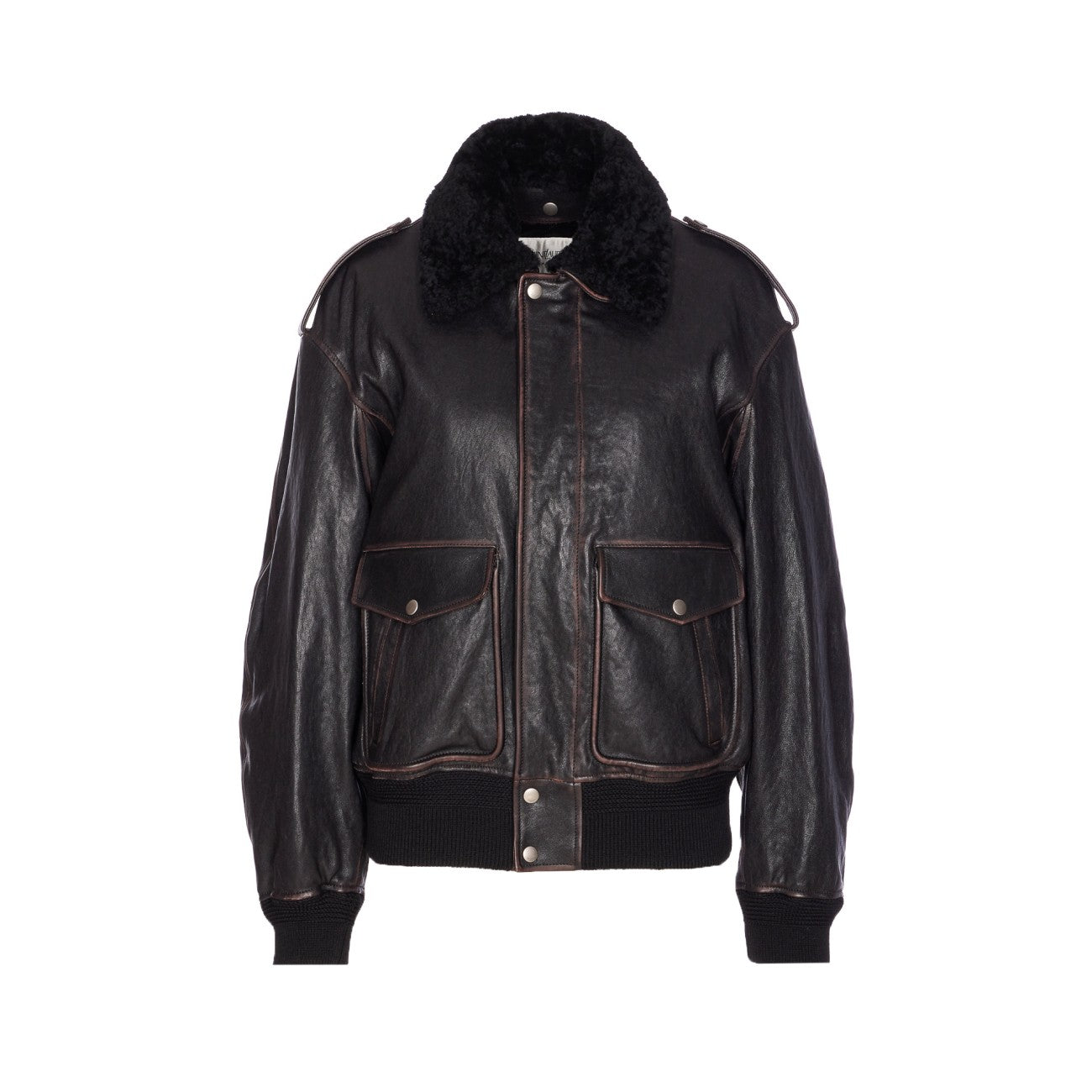 Saint Laurent Women Shearling And Textured Vintage Lambskin Bomber Jacket