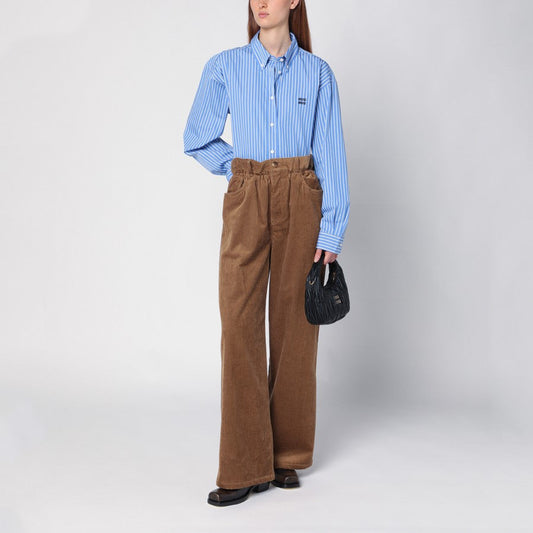 Miu Miu Women Camel-Coloured Ribbed Trousers