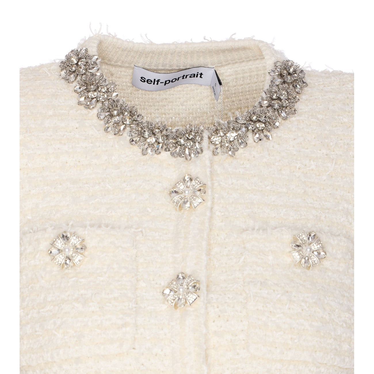 Self Portrait Women Textured Knit Cardigan