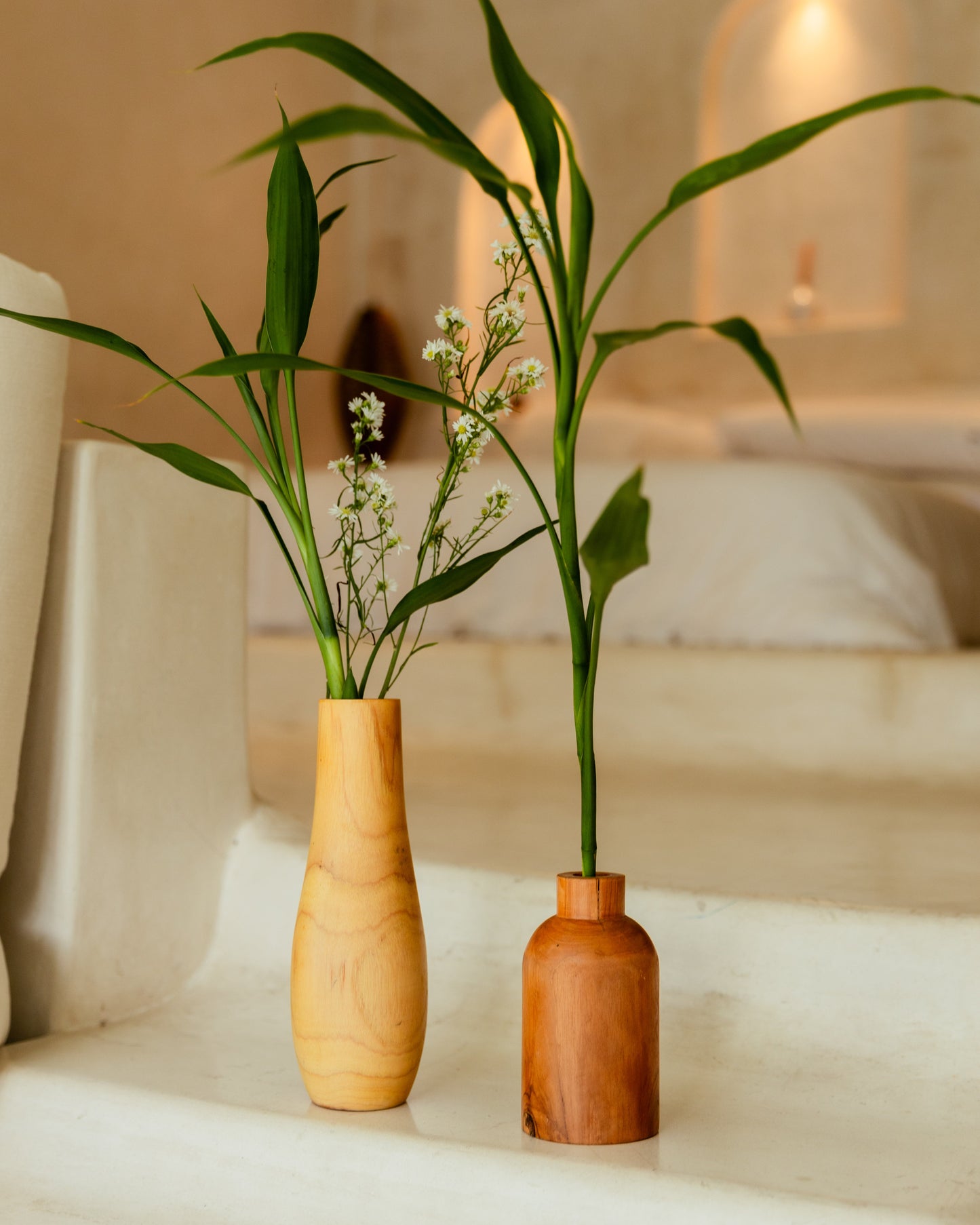 Teak Flower Vases
