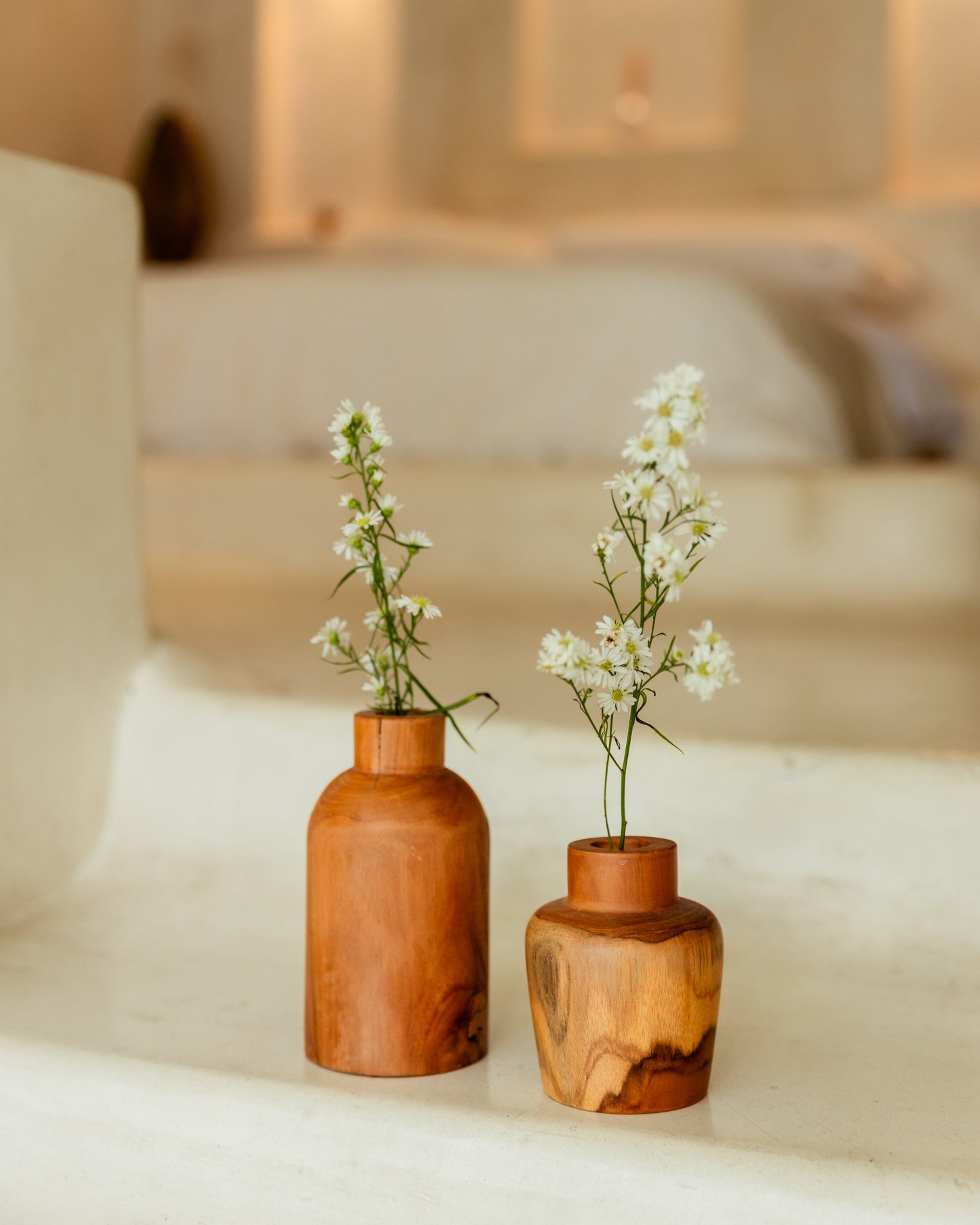 Teak Flower Vases