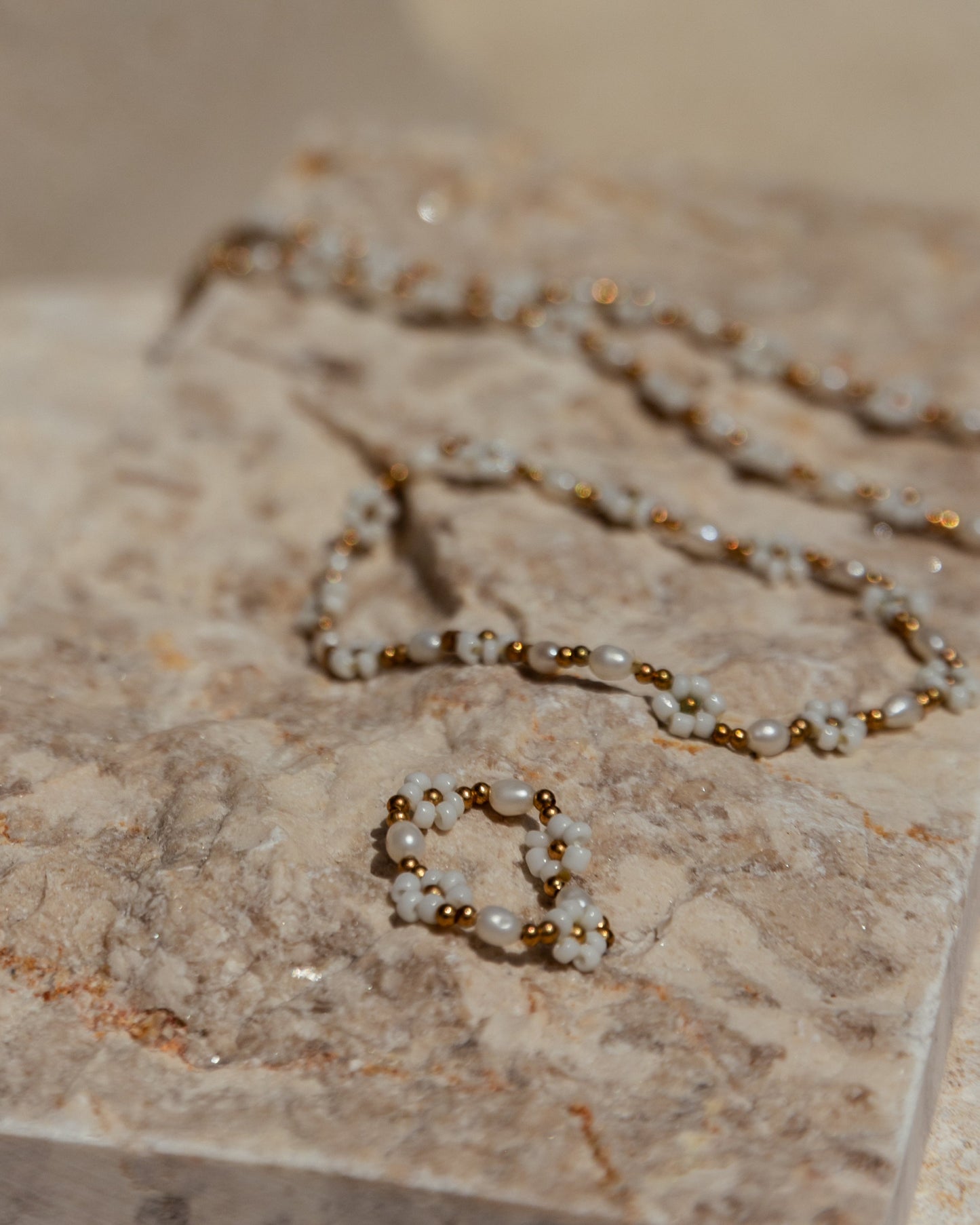 Freshwater Pearl and Flower Beaded Necklace