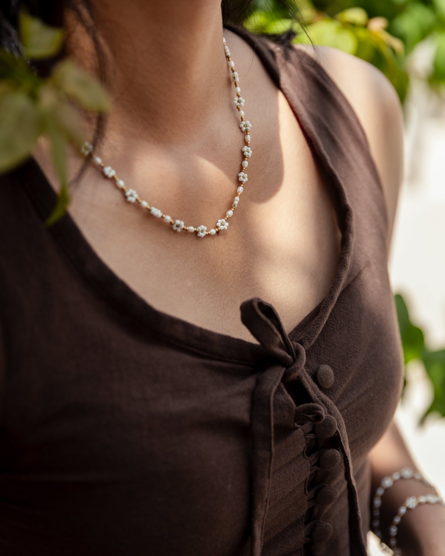 Freshwater Pearl and Flower Beaded Jewelry Set