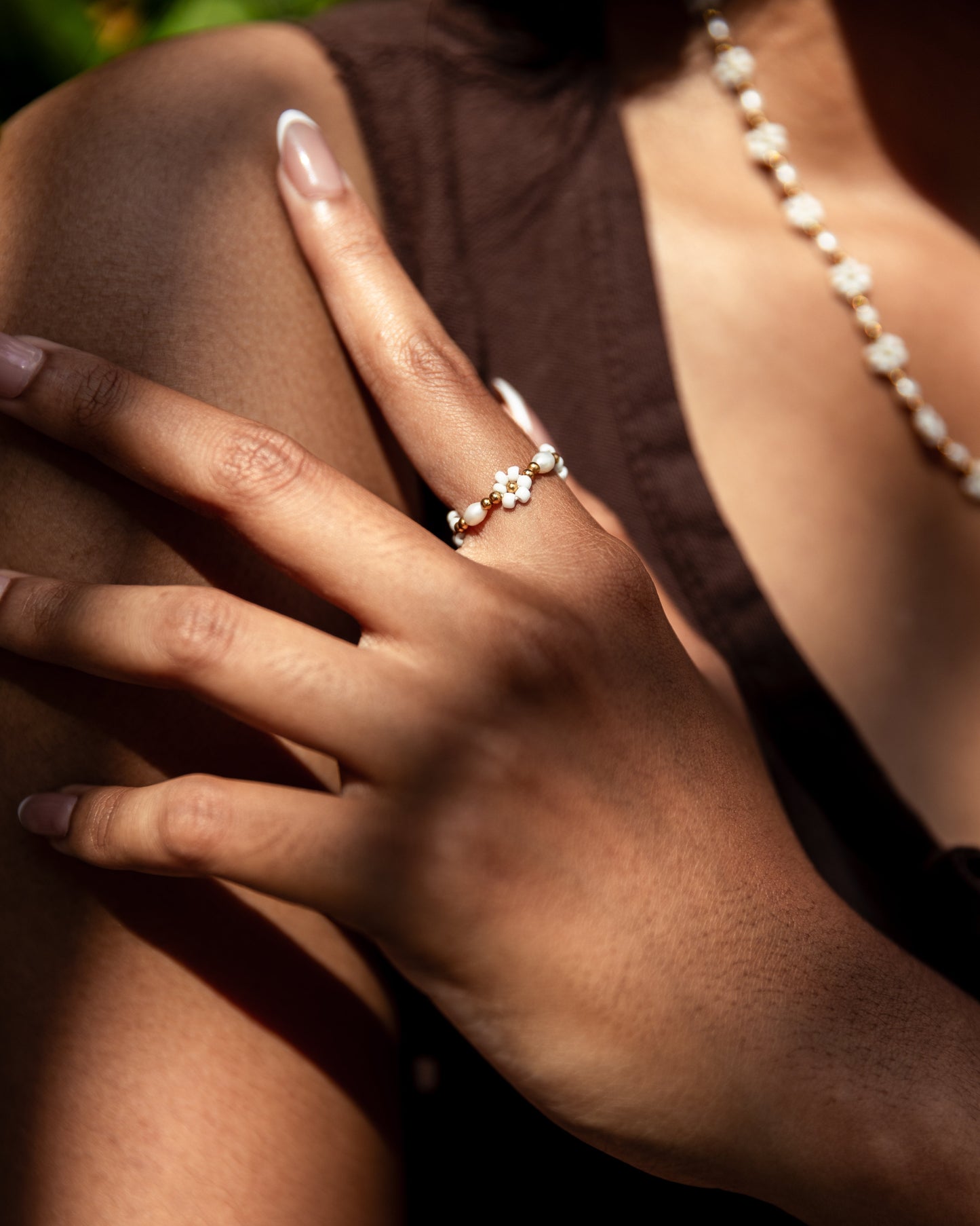 Freshwater Pearl and Flower Beaded Necklace