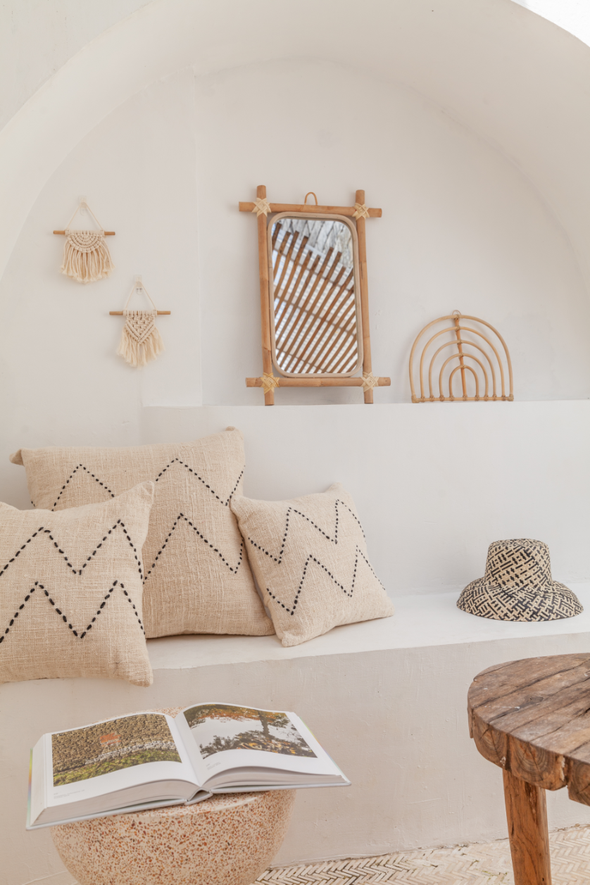 Nya Hand Stitched Cotton Throw Pillow