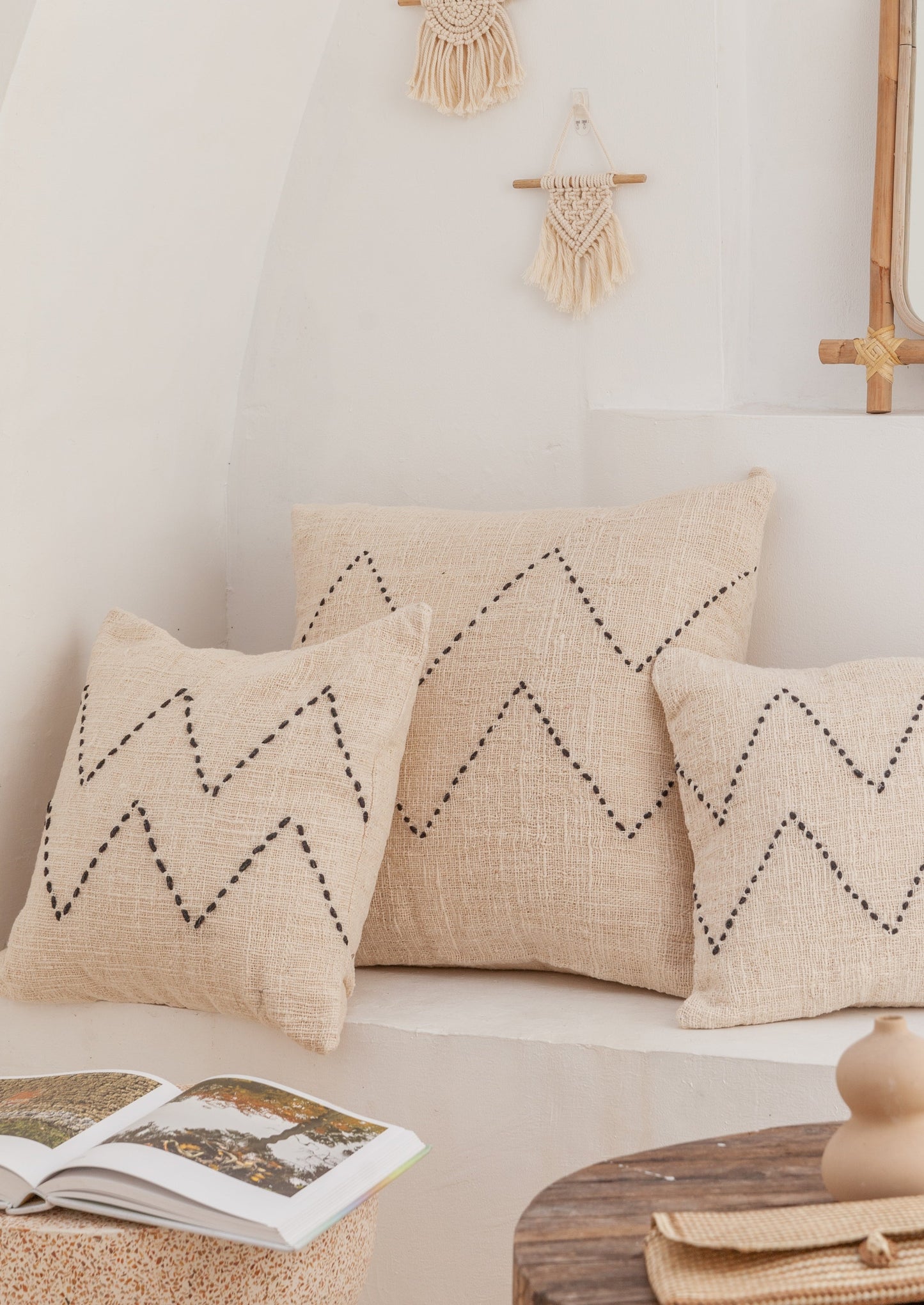 Nya Hand Stitched Cotton Throw Pillow