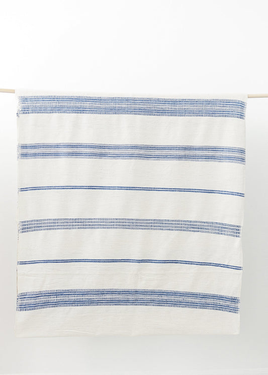 Aden Fabric Yardage - Natural with Blue